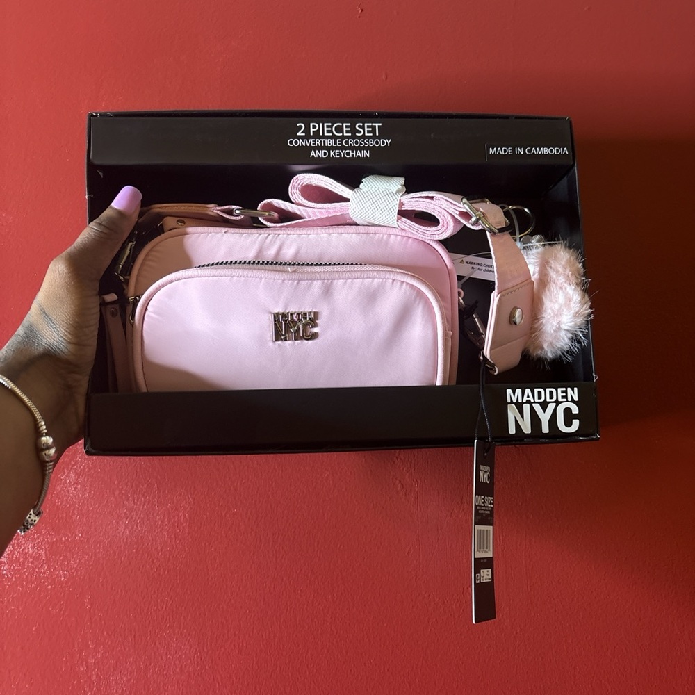 Steve Madden Light Pink Crossbody Bag with Keychain